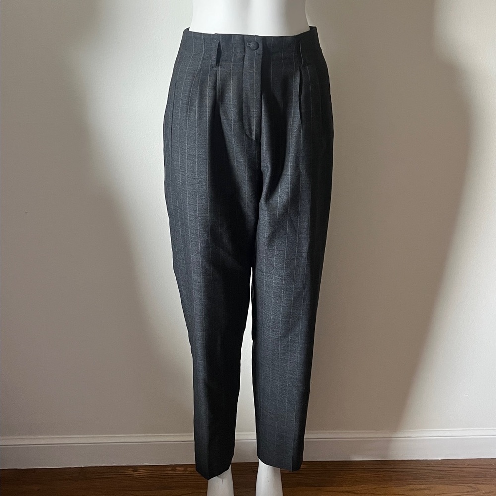 Greta Garbo Wool Gray Pinstripe Trousers Size 2 Made in Italy